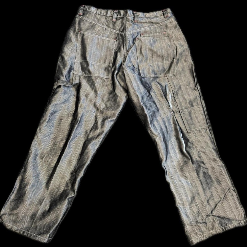 Spirit First / Denim First shiny silver metallic wide leg baggy jeans - Picture 2 of 5